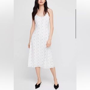 Aritzia Wilfred White Floral Ruffle Philomene Midi Slip Dress